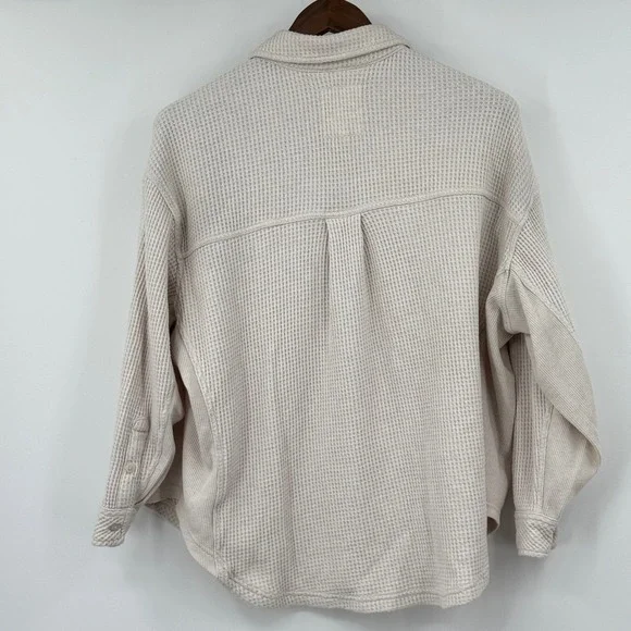 Aerie LumberJane Waffle Shirt Jacket Off White Cream 2023 Oversized Cozy Shacket - Picture 3 of 9